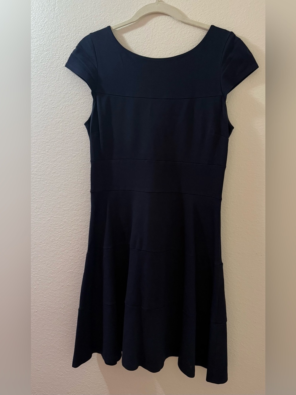 Banana Republic Navy Cap-Sleeve Fit-and-Flare Midi Dress